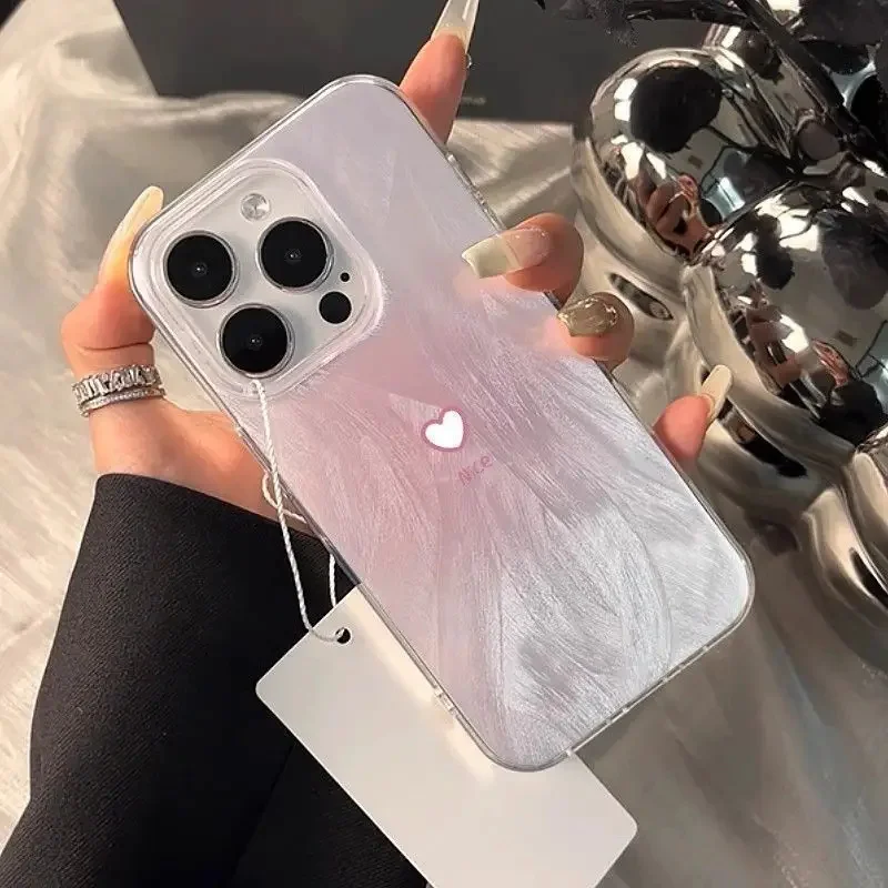 Simple Gradient Pink Heart Cases For Samsung Galaxy S24 S23 S22 Ultra S21 FE A16 A15 A56 A34 A35 A55 A52 A53 A54 5G S25 Cover