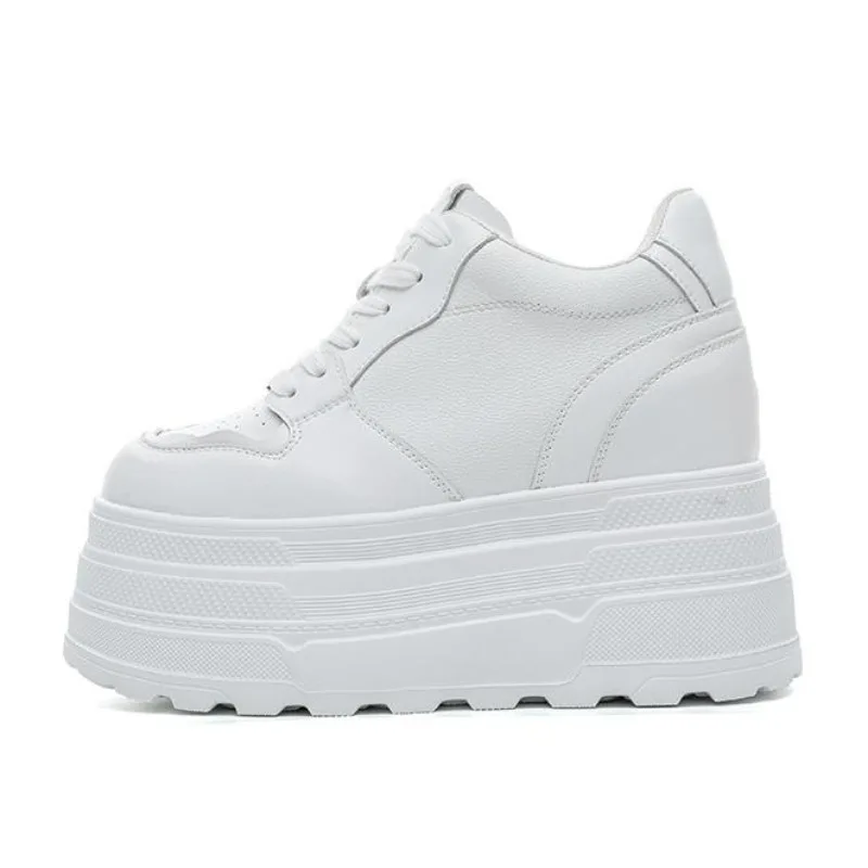 

12CM Spring Air Mesh Chunky Sneaker Microfiber Flats Women Women Hollow Leather Shoes Mules Leather Platform Wedge Shoes Summer