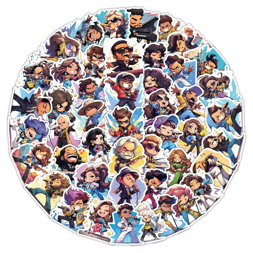 54 個ミュージシャン漫画ステッカー歌手落書きプレーヤー DIY クリエイティブ楽器装飾ラップトップギターデカールおもちゃ