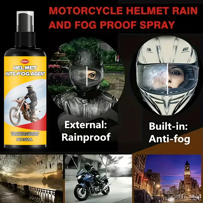 IFUBO Universal Anti-Fog Spray 55ML for Motorcycle Helmets And Goggles Clear Vision Waterproof Optic Cleaner for All Weather