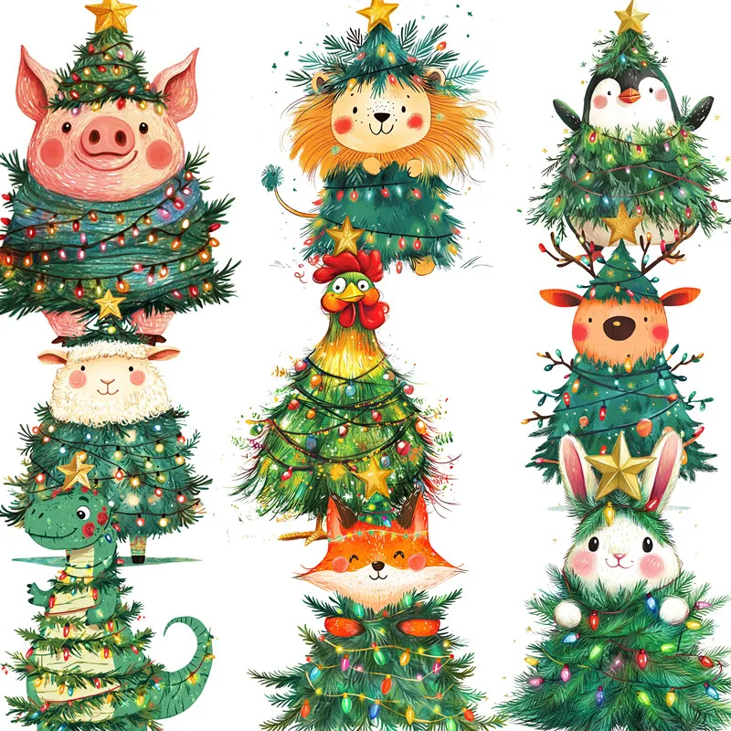 

Christmas Tree Decorating Animals Stickers Crafts And Scrapbooking stickers kids toys book Decorative sticker DIY Stationery