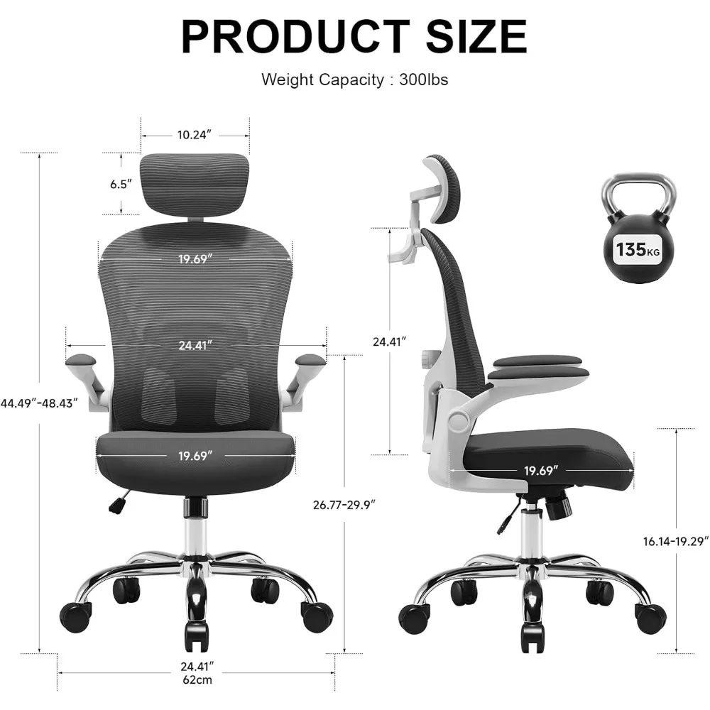 Fine-Tuned Comfort Chair with Liftable Seat, 4D Lumbar Support, Adjustable Armrests, Headrest and Hanging Feature for Enhanced S