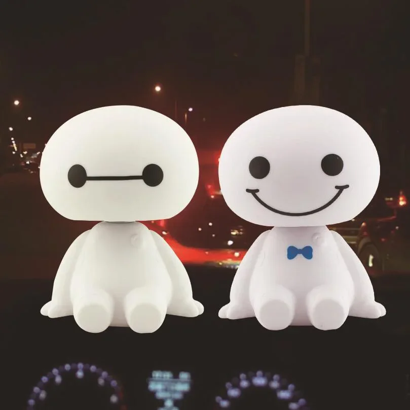 DISNEY Big Hero 6 Baymax Anime PVC Action Figure Cartoon Cute Robot Bobble Head Shaking Baymax Dolls Car Decor Kids Toys Gift