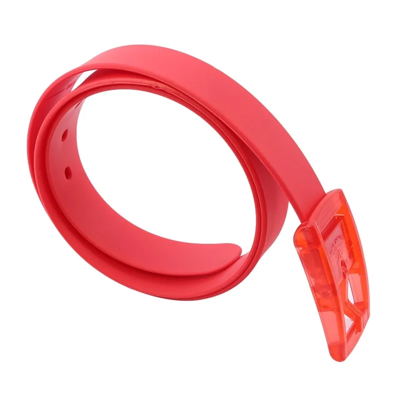 Ceinture en plastique écologique unisexe, couleur bonbon, caoutchouc de silicone, style coréen, structure lisse pour femmes et hommes