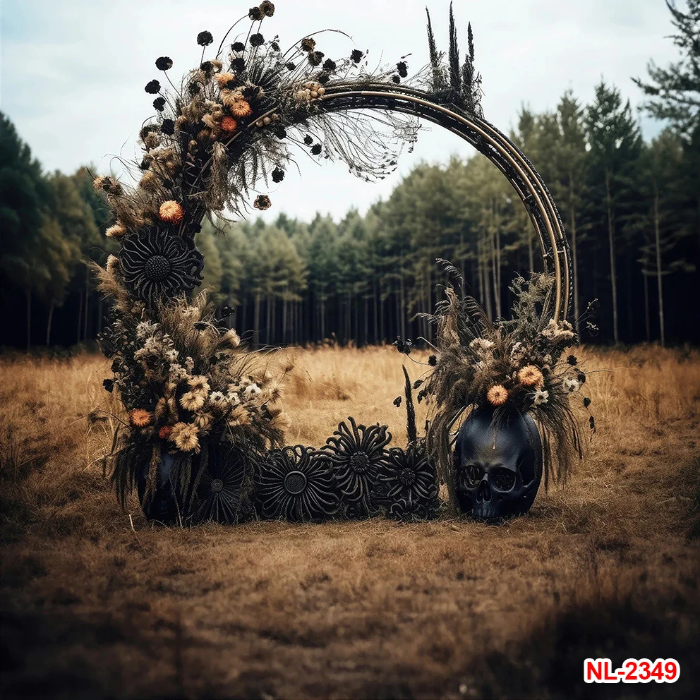 Latar belakang potret dewasa, gambar hutan luar ruangan bentuk melengkung bunga, dekorasi upacara pernikahan fotografi