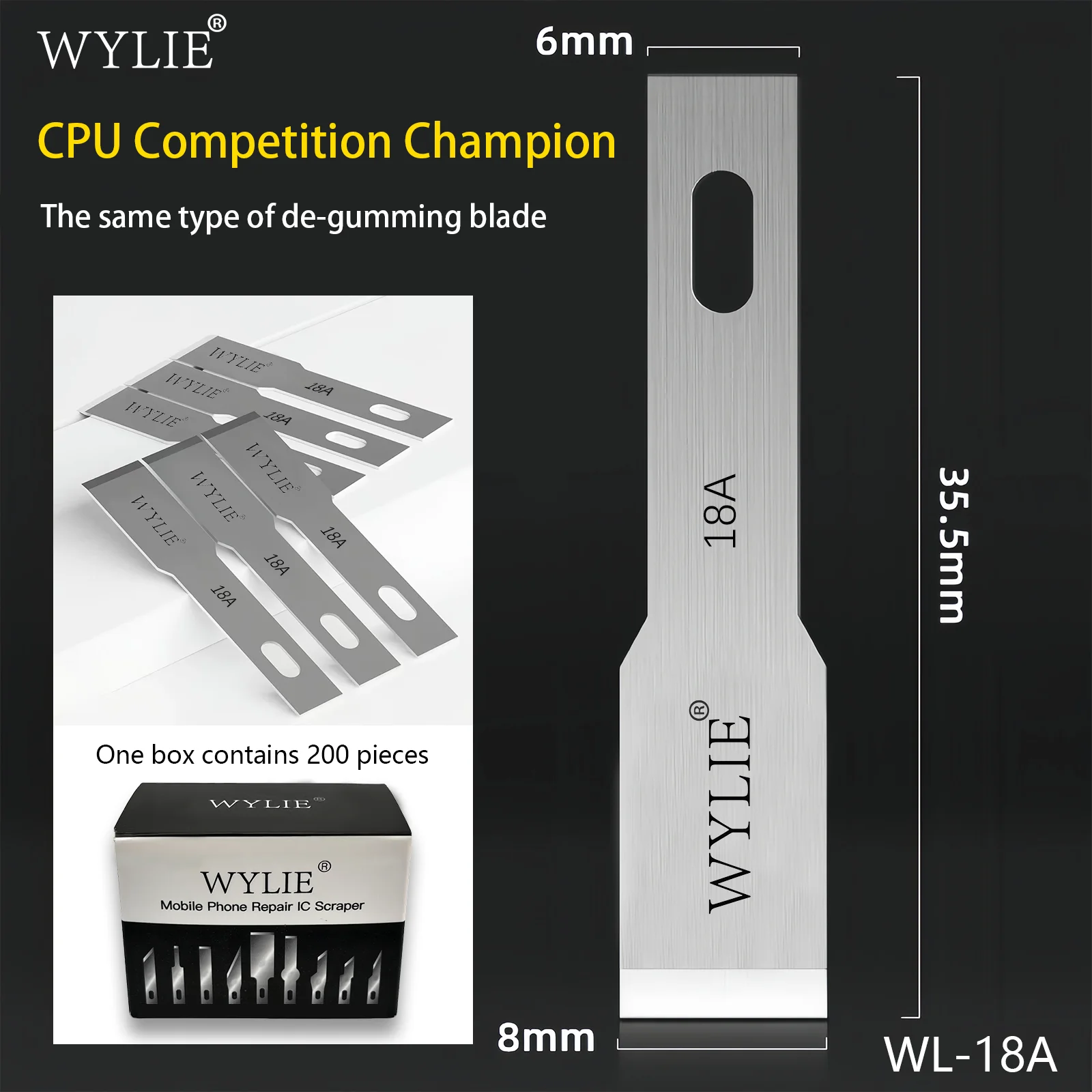 WYLIE WL-18A Solder Pad Glue Remover Quick Scraper 200 PCS For Mobile Phone Repair CPU Glass Back Cover Chip Glue Removal Tools