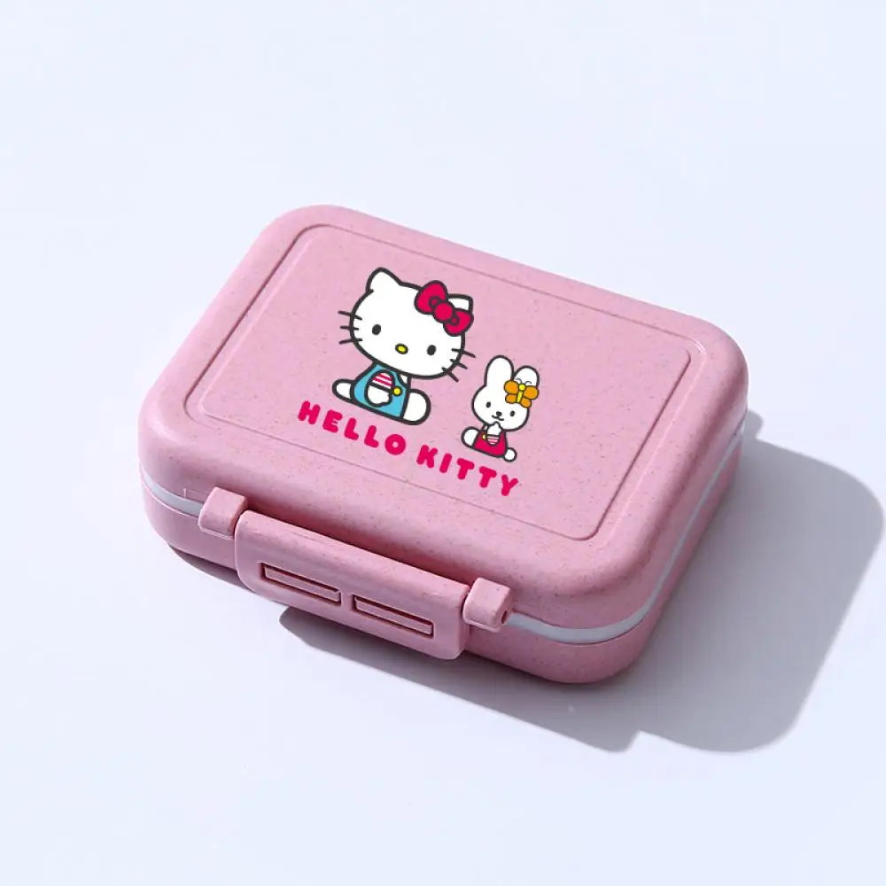 Sanrio Hello Kitty Mini Portable Pill Cases Moisture Proof Seal Ring Pills Organizer Case 3 Grids Travel Waterproof Pill Box