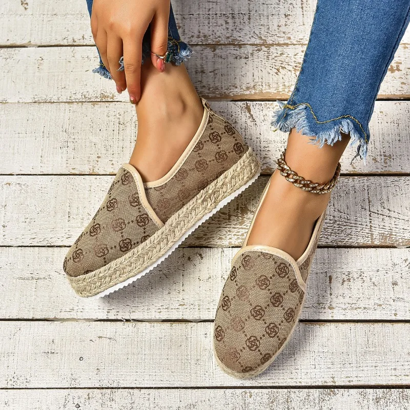 Espadrilles Womens Shoes Flat Stylish and Trendy Footwear for Fashion-Forward Females Loafers Casual Casual Slip-on Grass Woven