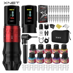 XNET Bestia Wireless Tattoo Machine Pen Kit Adjustable Stroke 2.4-4.2mm OLED Display with Wireless Ink Shaker for Tattoo Artists