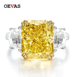OEVAS 100% 925 Sterling Silver 10*12mm Purple Yellow High Carbon Diamond Ice Flower Cut Rings For Women Sparkling Fine Jewelry