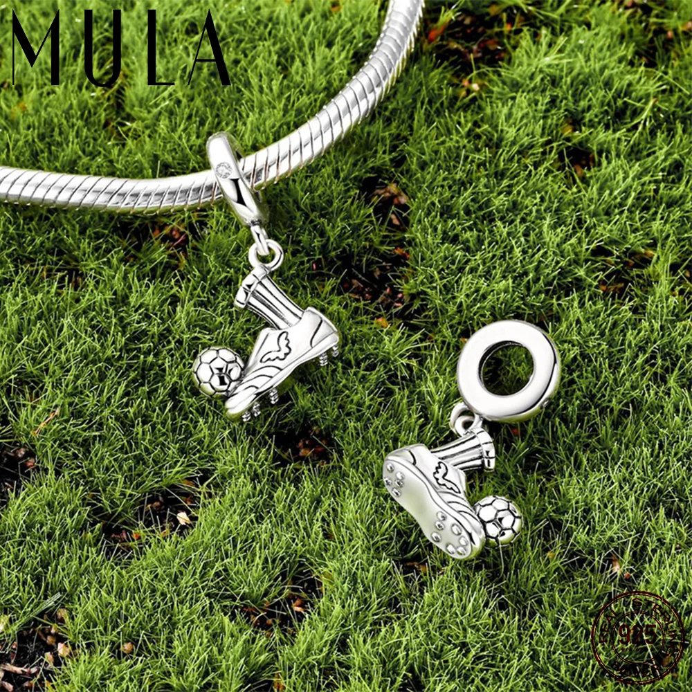

MULA 1 шт. 925 серебряный Кубок мира играет в футбол висячие подвески подходят оригинальный 3 мм змеиная цепочка браслет DIY