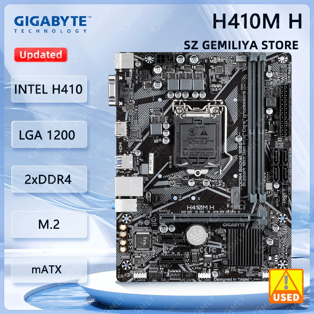 

Материнская плата Gigabyte H410M H Intel H470 64 ГБ LGA1200 DDR4 Micro ATX с поддержкой Core i9-10900F i3-10320 Celeron G5925 i5-10400T