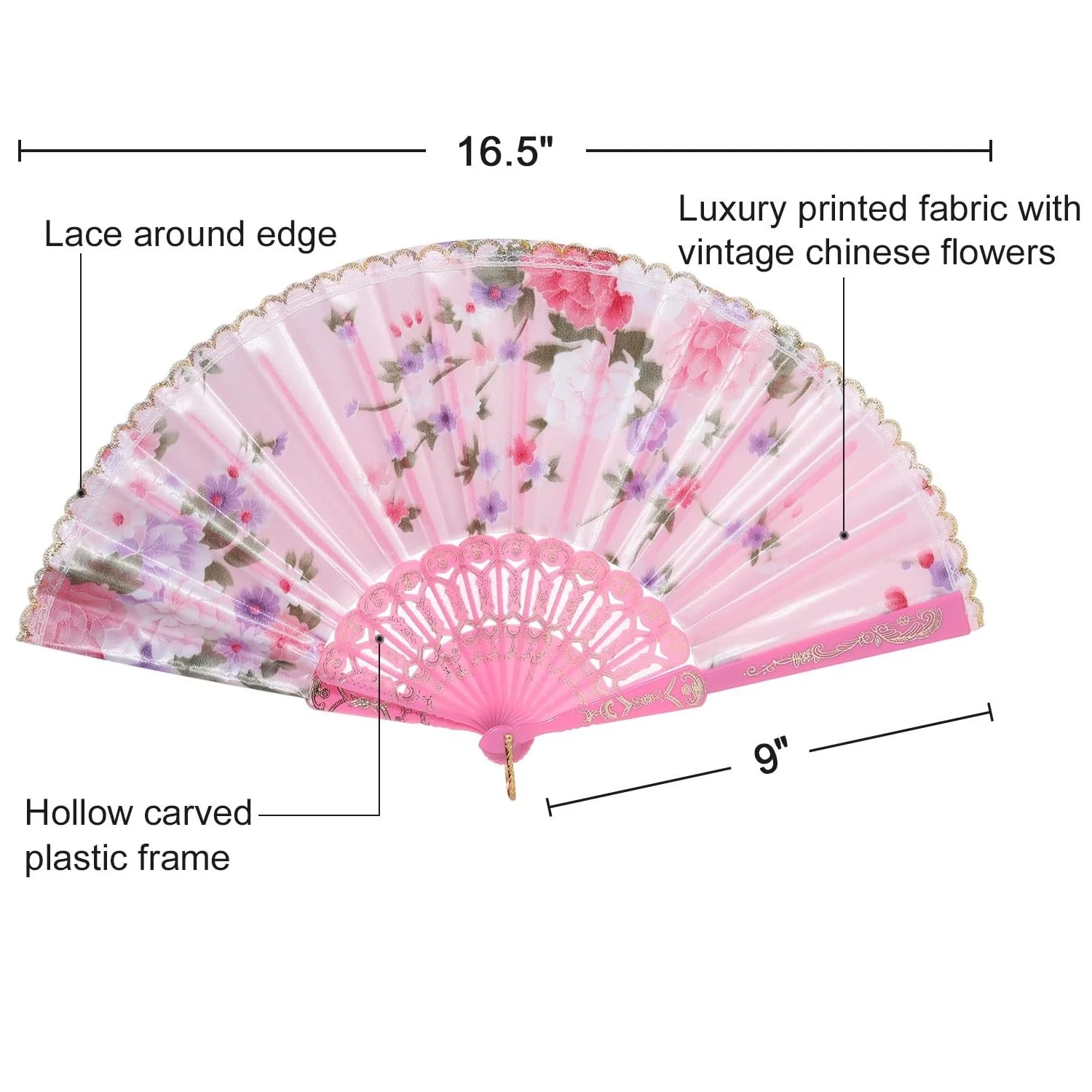 100Pcs Floral Folding Hand Fan Vintage Handheld Lace Fans for Wedding Dancing Party Favor Gifts 