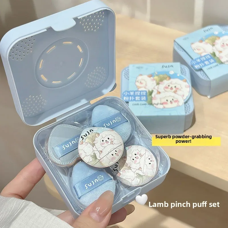 Paquete de 5 esponjas flocadas para el pulgar Lamb Baa, esponjas suaves y respetuosas con la piel para corrector, brillo y maquillaje impecable diario