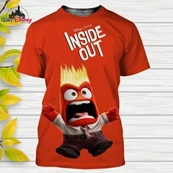 Filme de desenhos animados da Disney Inside Out para homens e mulheres camiseta estampada 3D, estilo casual, manga curta, streetwear infantil verão, 2024