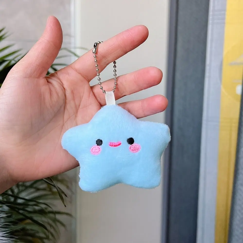 Smile Stars Smile Star Key Ring Fluffy Fur Pom Pom Starfish Smile Stars Plush Keyring Fluffy Pentagram