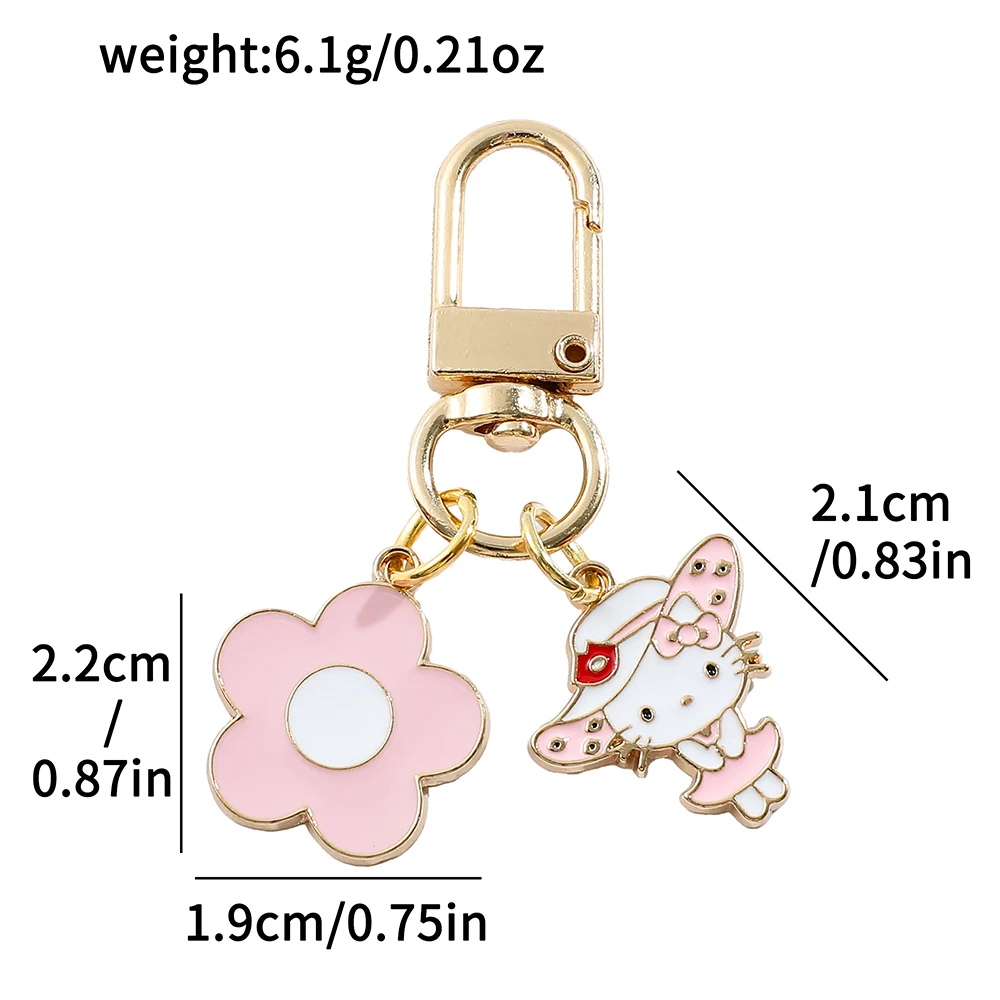 Sanrio Sweet Cute Hello Kitty Keyring Cartoon Pink Hello Kitty KeyChain For Friends Birthday Party Jewelry Gifts