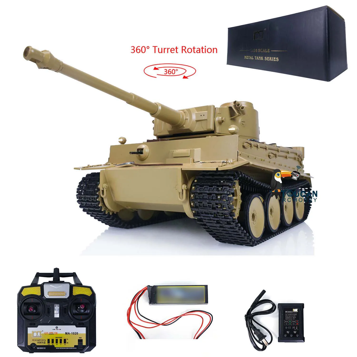 

Mato 1/16 Scale RTR RC Tank Yellow German Tiger I Infrared Ver 1220 2.4Ghz 4CH RC Model Boy Toy TH00647-SMT8