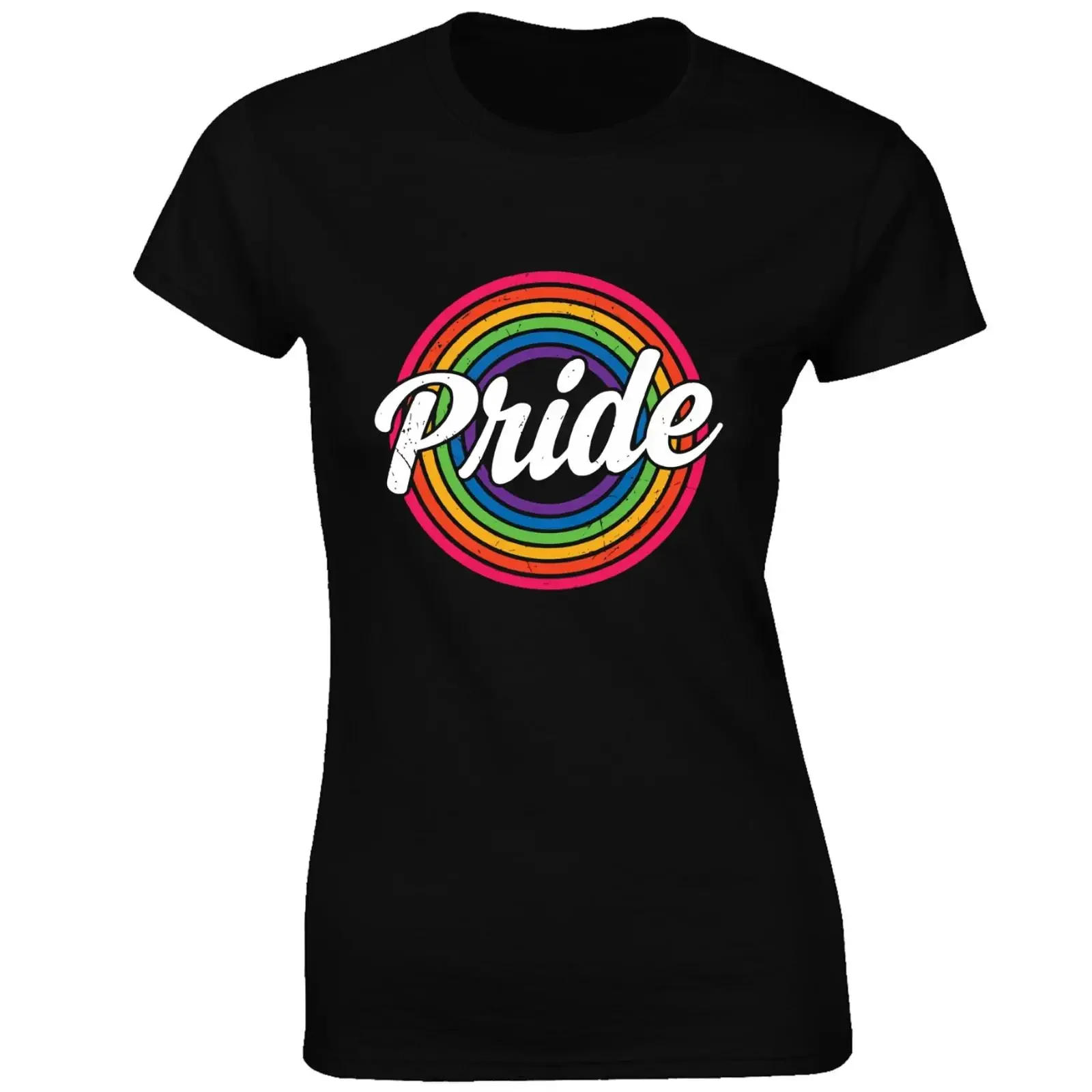 PRIDE TARGET DAMEN T SHIRT COOL LGBTQ GAY LESBISCHES DESIGN REGENBOGEN FLAGGE TOP vintage Washed Soft Stretched fashion