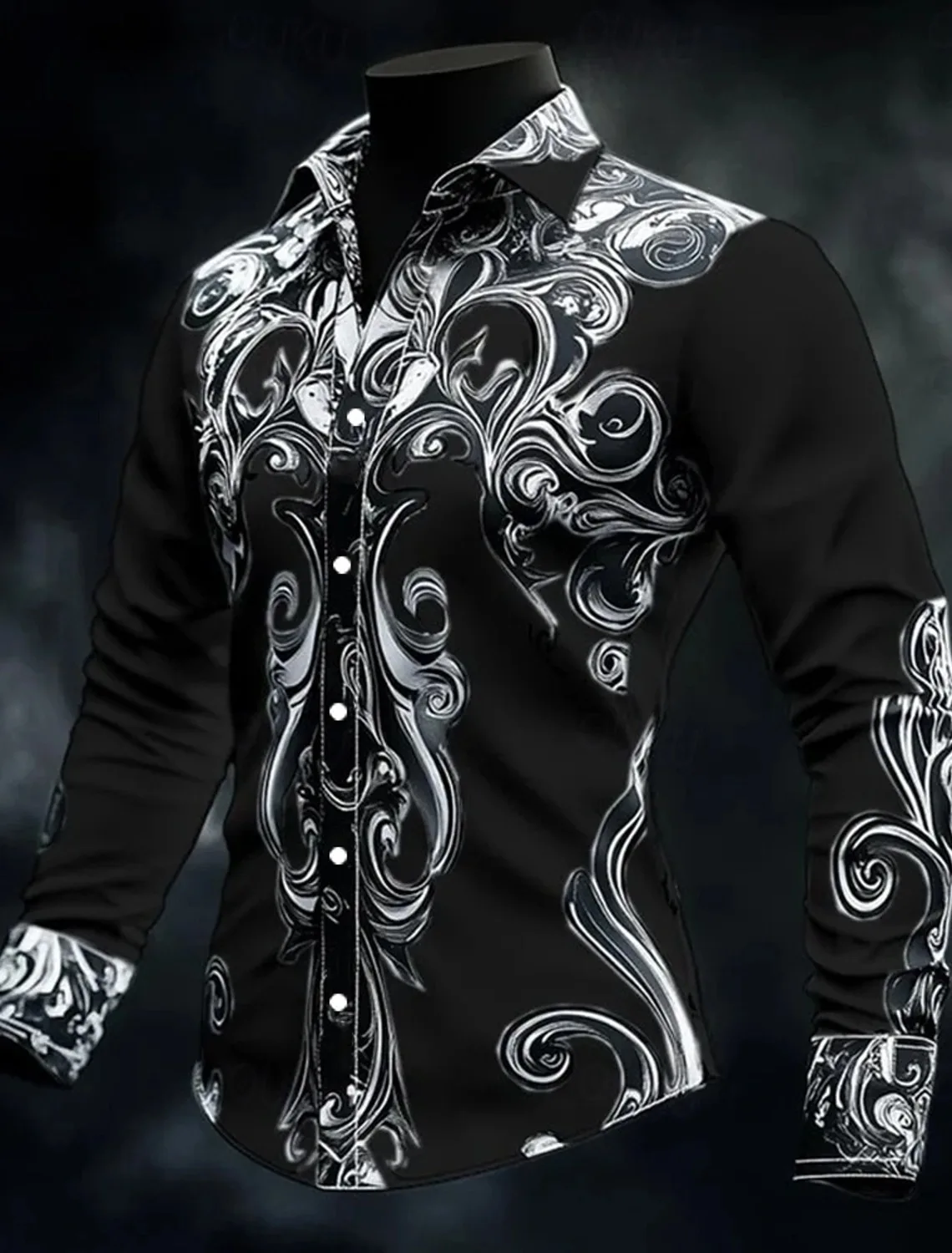 Men's Cool Pattern Button Shirt Casual Shirt Long Sleeve Dark Gothic Style Vacation Daily Street Wear 3D Printed Collar Shirt