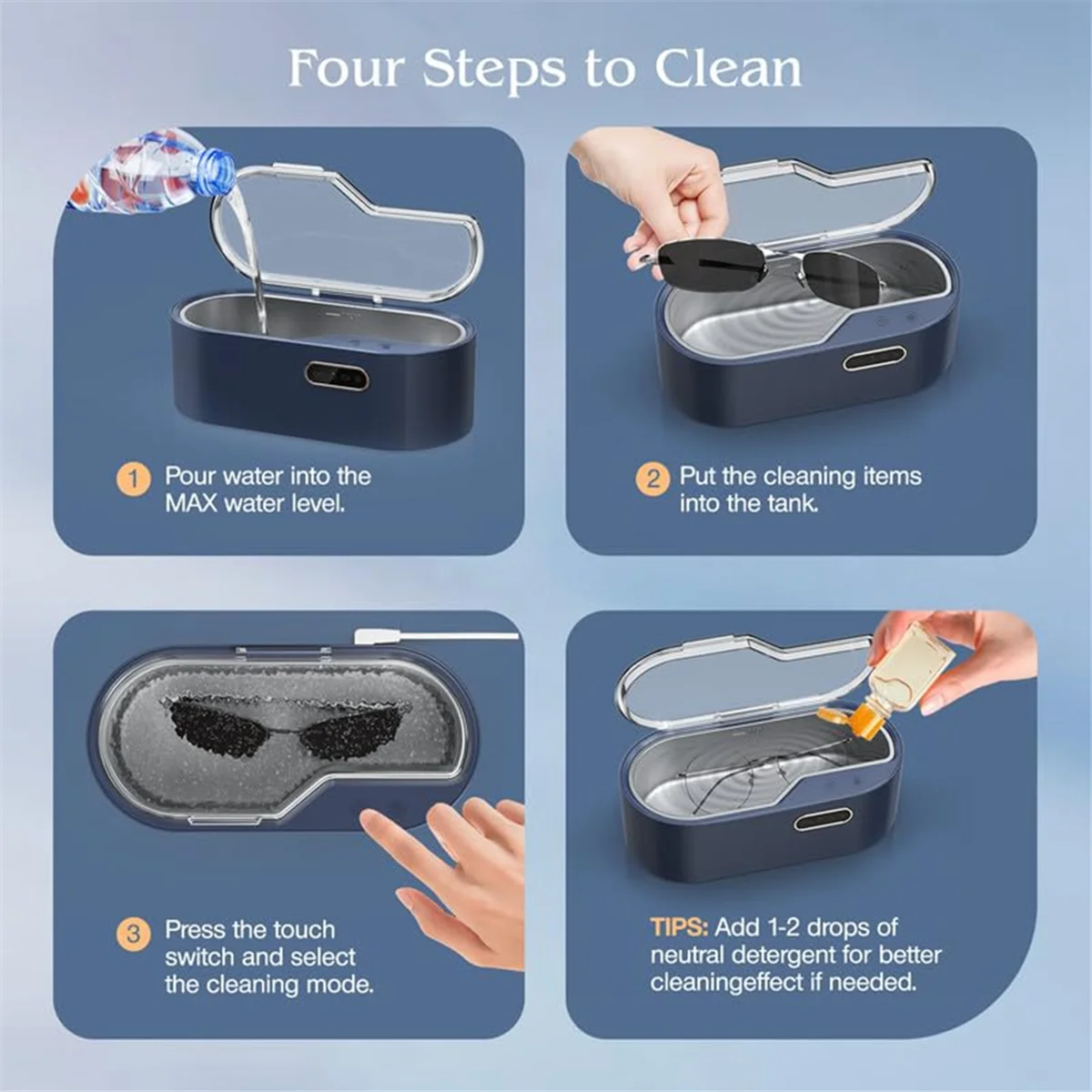 

A06R Small Portable Ultrasonic Cleaning Machine Glasses Cleaning Machine Mini Gold and Silver Jewelry Cleaning Machine GiftA