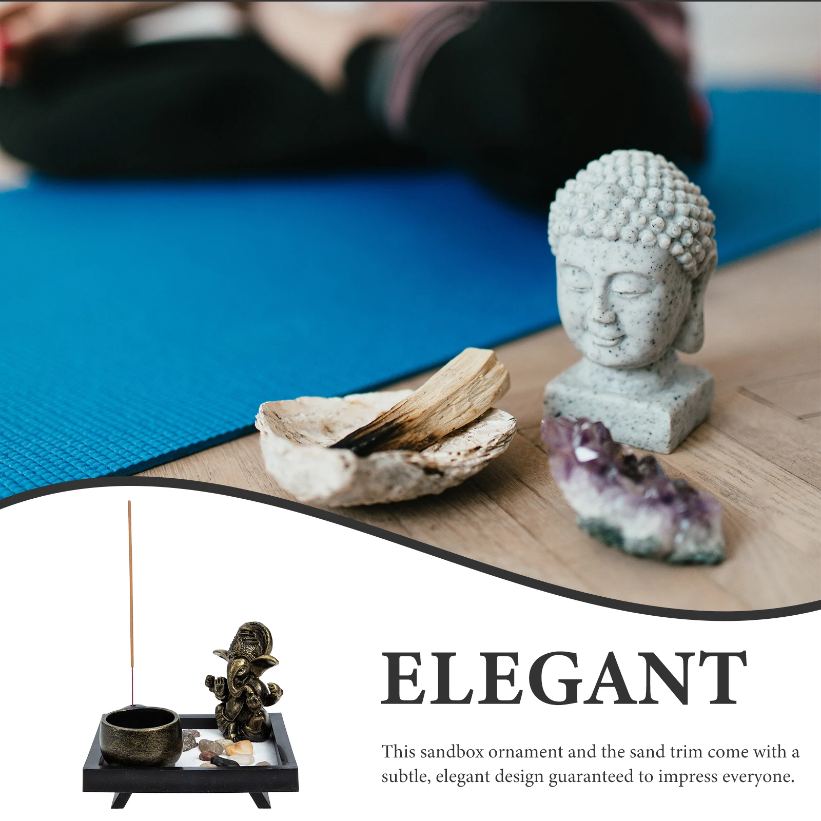 Elegante scatola di sabbia Zen in legno Ornamento da tavolo Decorazioni per la casa Microlandscape Artware Strumento di meditazione antistress Regalo per i propri cari