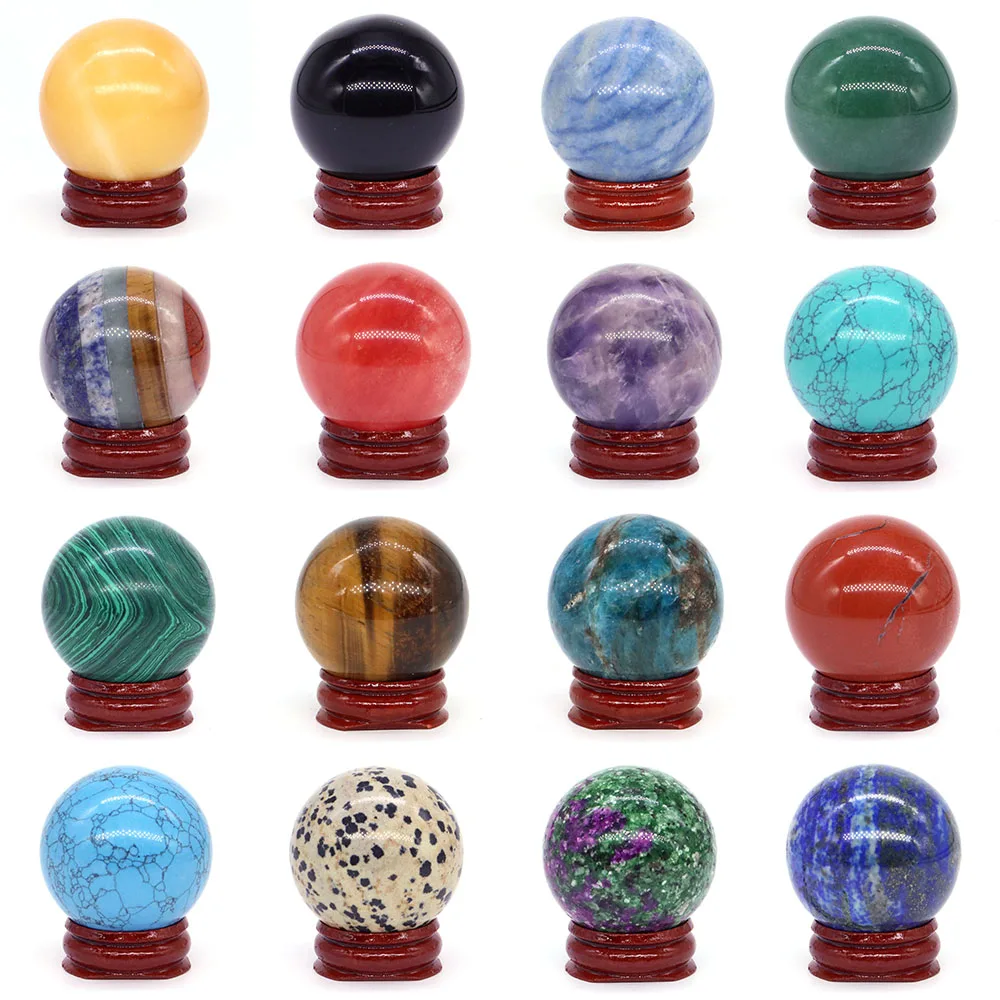 Boule de 40 mm en pierre naturelle, cristaux de guérison, améthyste, 7 chakras, pierres précieuses, sphère de massage, globe minéral énergétique, décoration pour la maison et le bureau, cadeaux