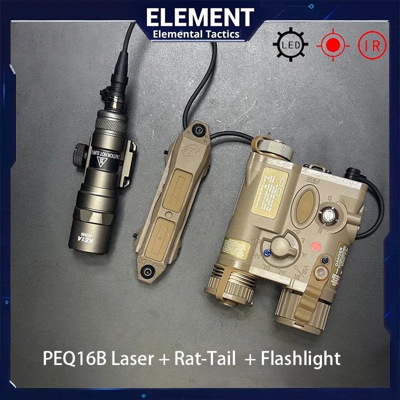 Outdoor Multifunctional PEQ16B Indicator Red/Green Laser Pointer IR Infrared Tactical Flashlight Compatible with M300 And M600