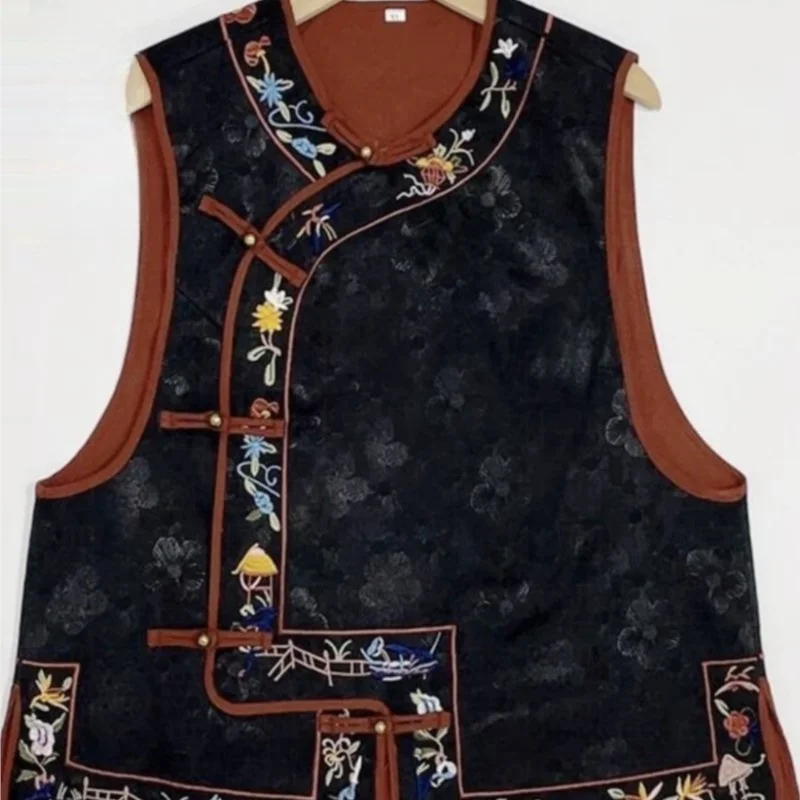 National style embroidery scented gauze vest new high-end Chinese silk