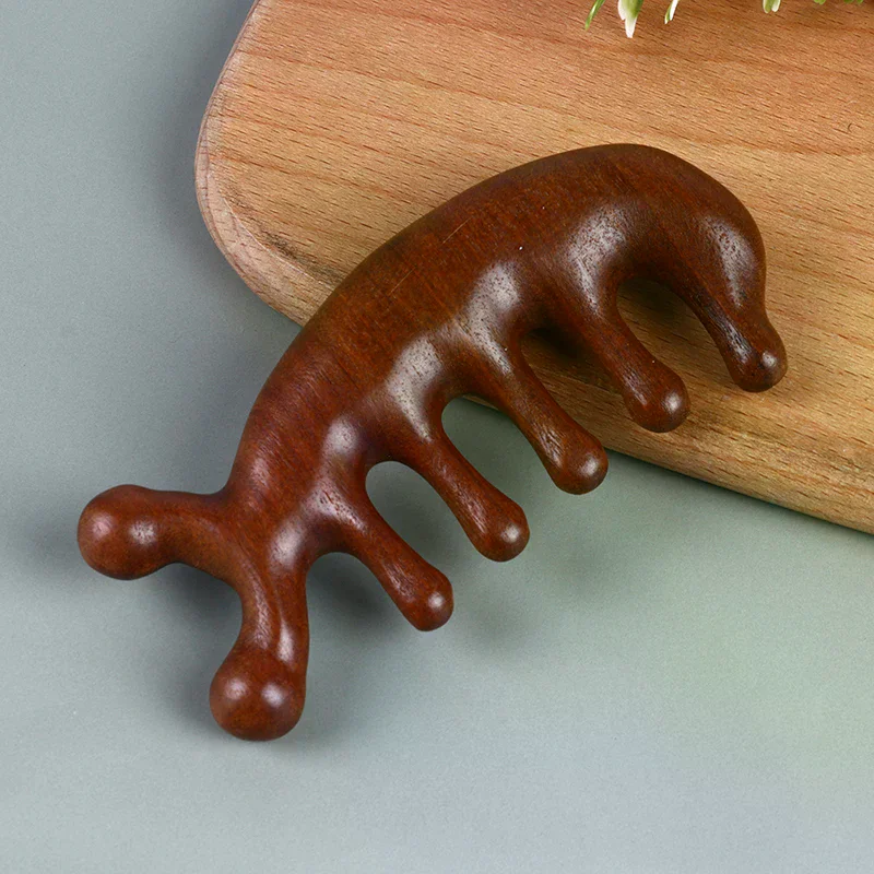 Sandalwood Massage Comb Head Meridian Scalp Comb Face Eye Shoulder Neck Scraping Treatment Hair Loss Anti-static Wide Tooth Com