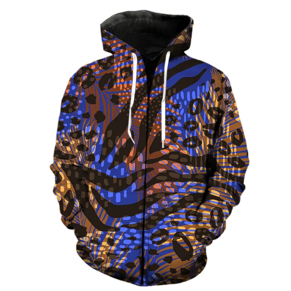 

Abstract Animal Pattern Men's Zipper Hoodie Spring Streetwear Harajuku 3D Printed Teens Tops Funny With Hood Jackets Long Sleeve