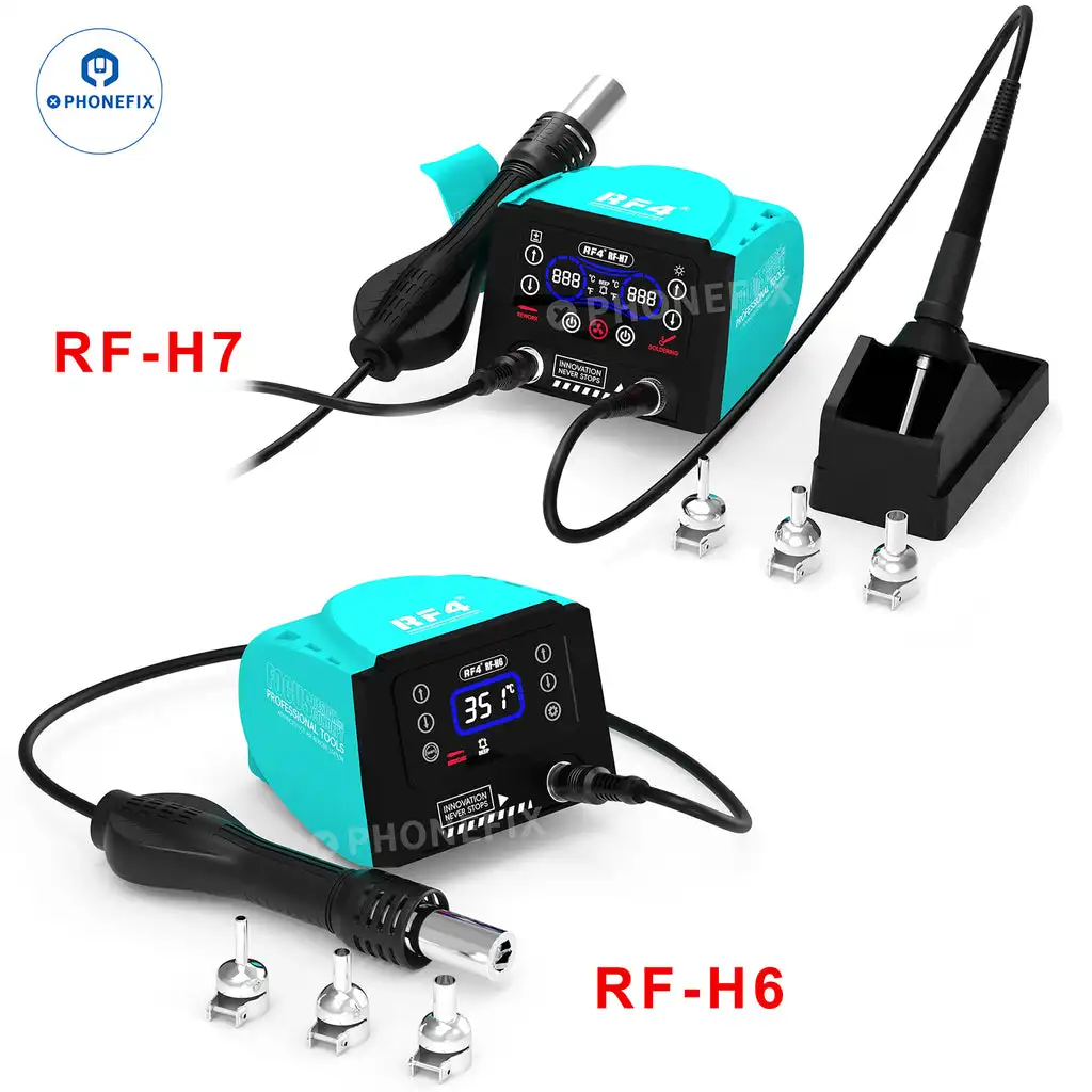 RF4 H6 H7 High Power Hot Air Rework Station 600W Auto Sleep LCD Display for Phone Motherboard PCB IC Desoldering Repair Platform