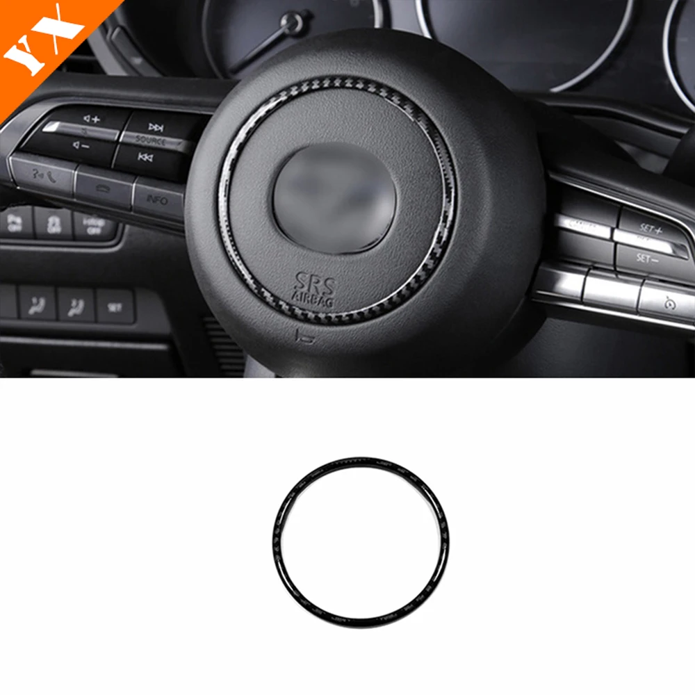 Car Steering Wheel Cover Carbon Red Silver Switch Sticker Frame Trim For Mazda 3 MX-30 CX-50 CX-60 CX-30 Accessories 2022-2023