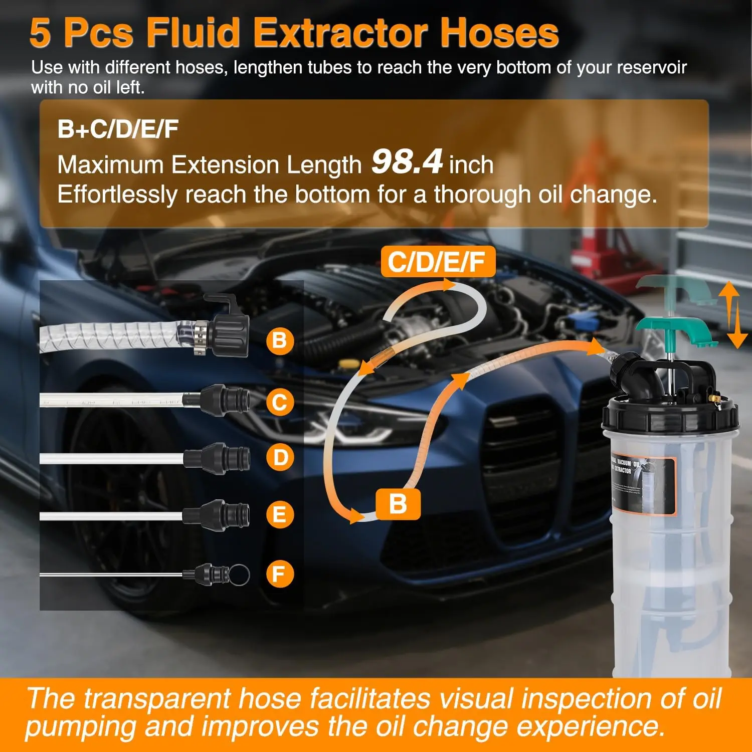 GOOACC Oil Extractor Pump 9L Manual Fluid Extractor Pump Oil Vacuum Changer with Brake Bleeding Hose Oil Suction Pump Extractor for Automotive Boat Motorcycles Oil Coolant Transmission Fluid Change view 4