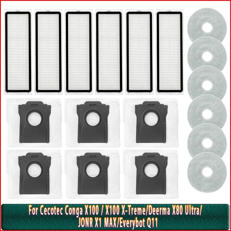 Filter Mop Dust Bag For Cecotec Conga X100 / X100 X-Treme / Deerma X80 Ultra / JONR X1 MAX /Everybot Q11 Spare Parts Accessories
