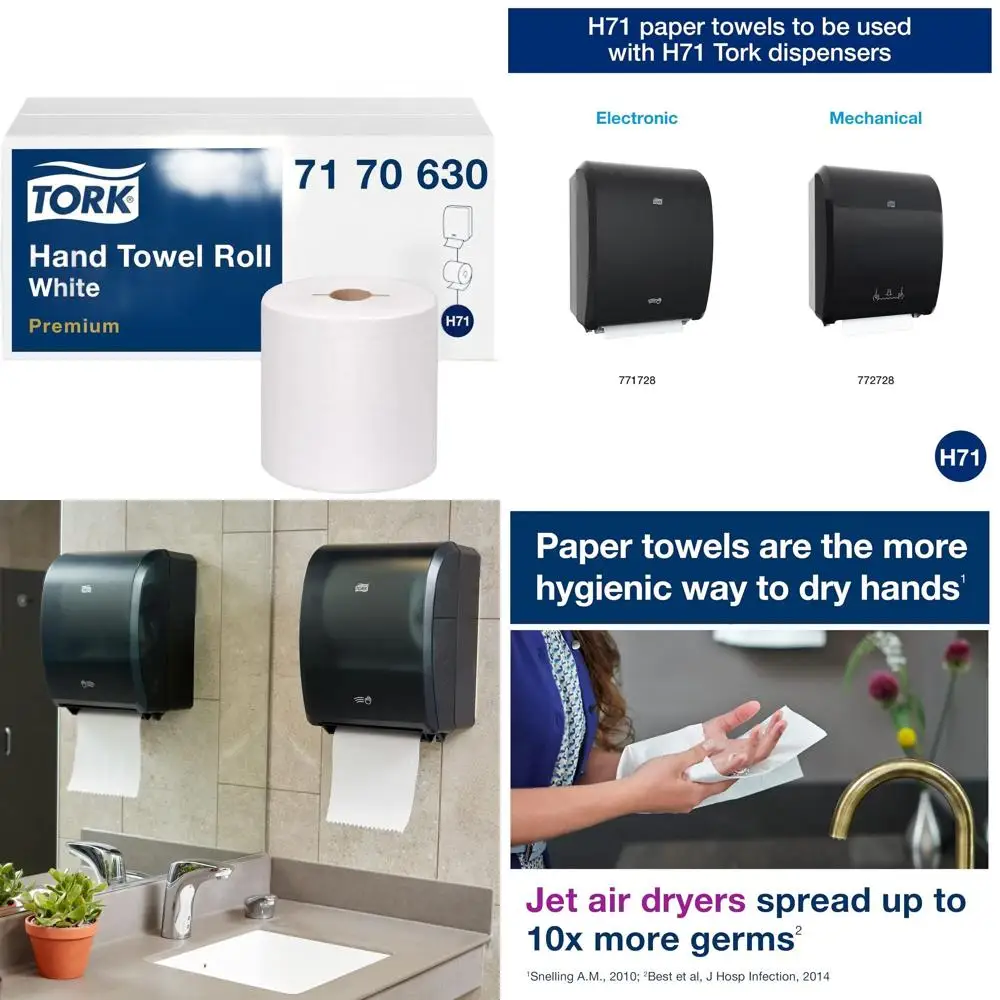 

White Premium Hand Roll Towels, 600 Sheets, 6 Packs