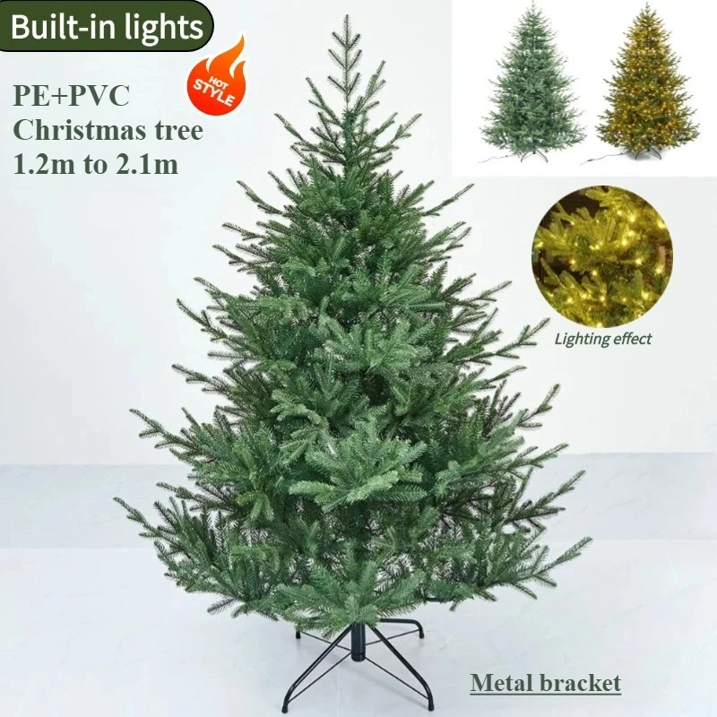 

Artificial Christmas Tree PE+PVC Material with Built-in LED Lights Christmas Tree 1.2m~2.1m Christmas Decoration Home Decoration