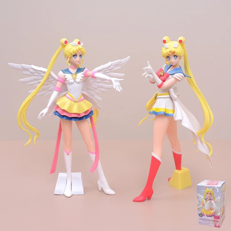 New Cartoon 23cm Cartoon Sailor Moon Action Figure Wings Toy Doll Cake Decoration Pvc Model Decoration Girl Gift Children'S Toys