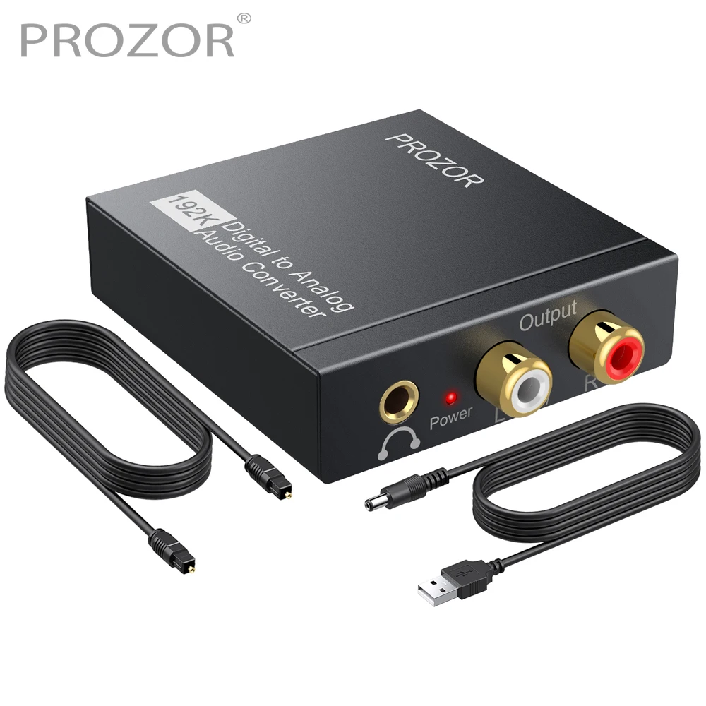 Prozor DAC Digital to Analog Converter Optical Coaxial Fiber SPDIF to RCA 3.5mm Jack Audio Adapter With Optical Cable Adapter