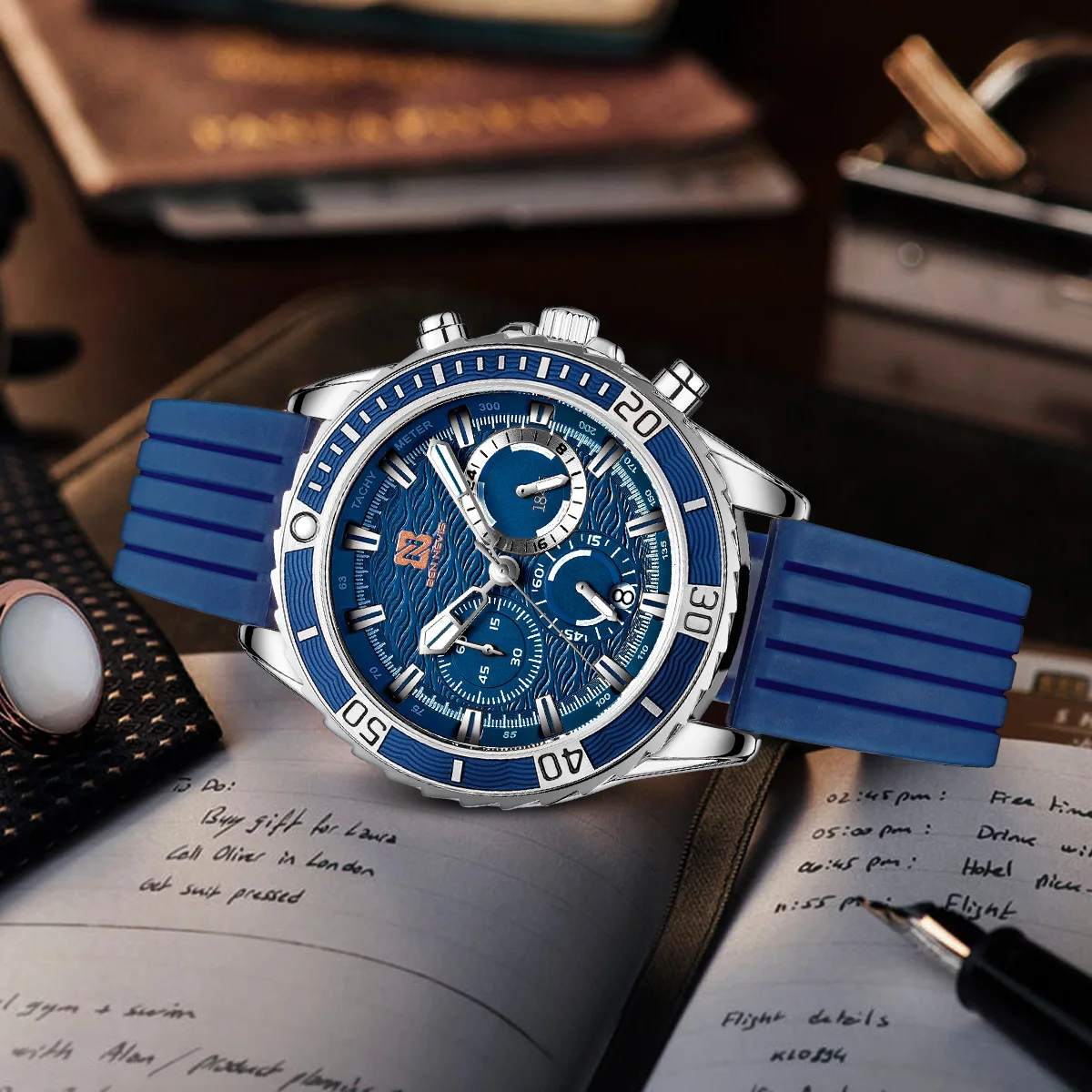 44mm esportes relógios de quartzo pulseira de silicone relógio de pulso instalar movimento de quartzo luxo 30m mergulho relógio de pulso masculino