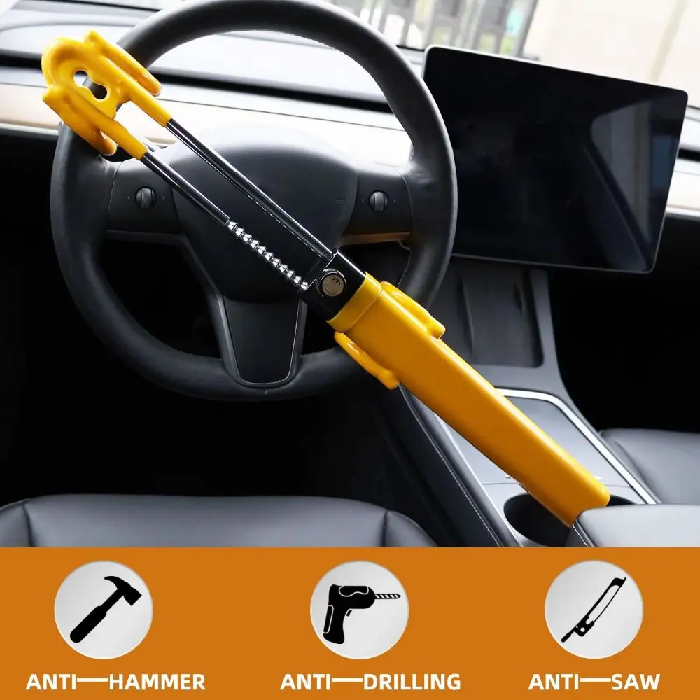 Portable Car Steering Wheel Brake Lock Universal Security Vehicle Anti-Theft Security Lock Heavy Duty Adjustable Length