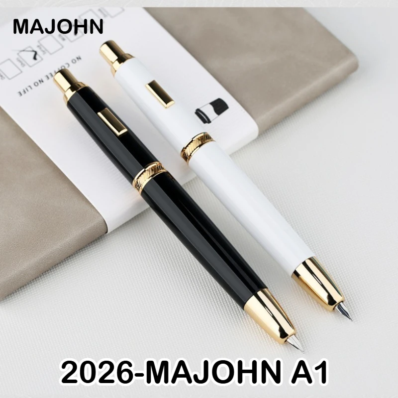 

MAJOHN A1 Press Metal Fountain Pen Colorful Retractable With Gold/Black Clip School Office Supplies PK JINHAO 10 20 A2 A3