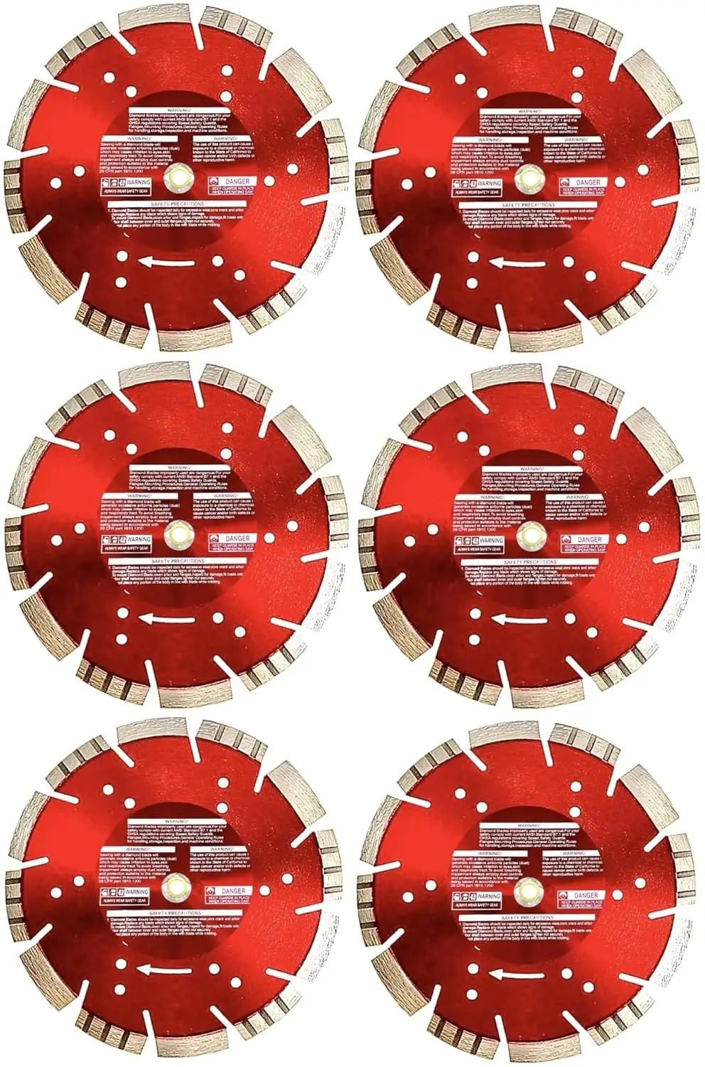 7'' All Purpose Laser Welded 12Mm Segmented Diamond Saw Blade Wet/Dry Use For Concrete, Stone Masonry, Roof Tile (6 Pack)