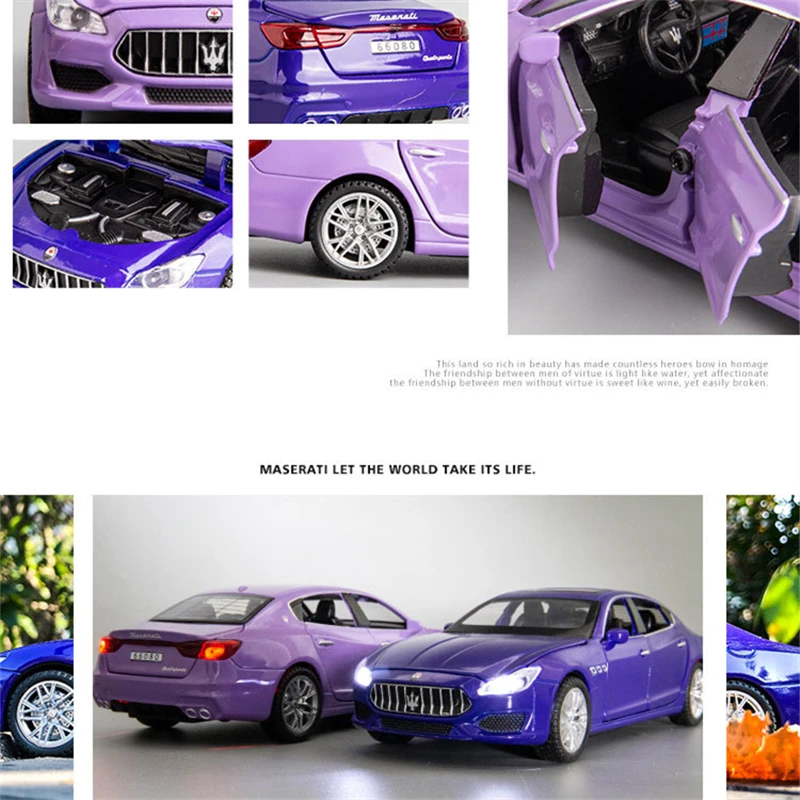 1:32 Maserati Quattroporte Alloy Car Model Diecasts Metal Toy Vehicle Car Model Simulation Sound Light Collection Childrens Gift