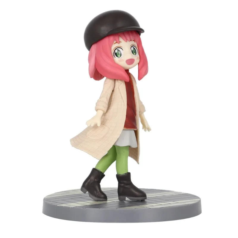 13-14cm Anya Forger Q 버전 Ania Forger 배낭 그림 자동차 장식품 애니메이션 PVC 인형 2 차원 모델 선물 장난감