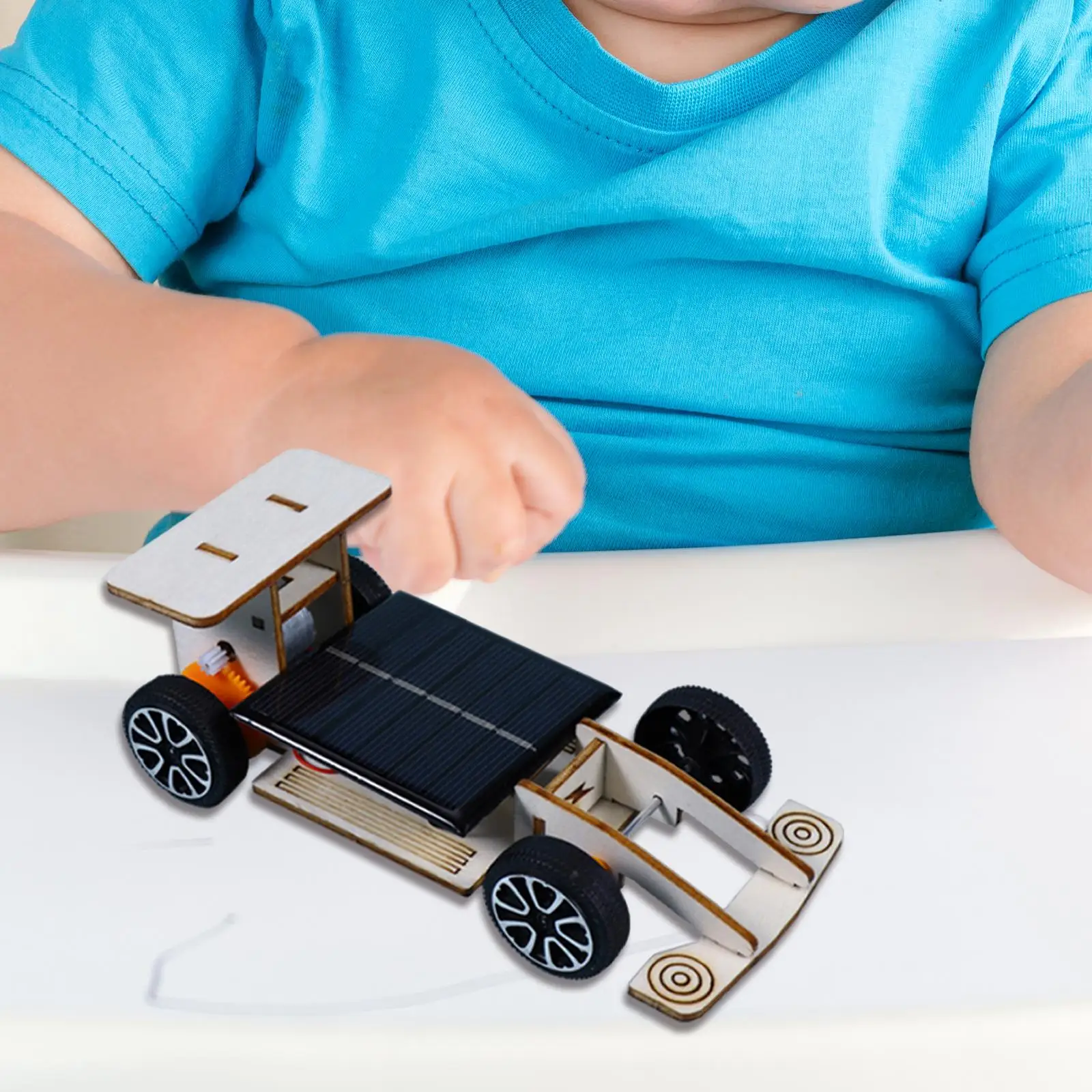 Fai da te Mini auto da corsa solare giocattolo di apprendimento giocattolo auto in legno modello di veicolo Puzzle 3D