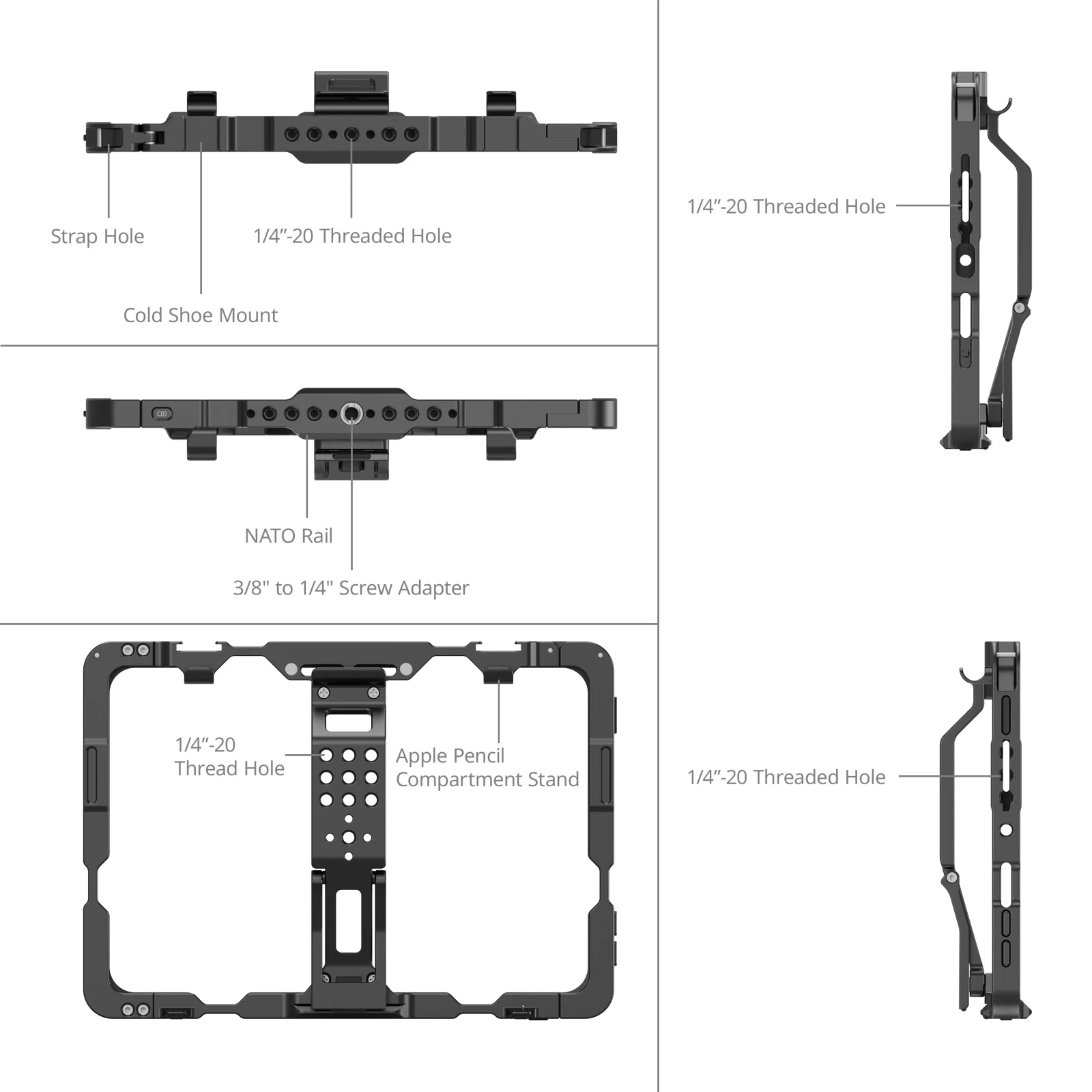 SmallRig Cage for iPad mini 6 / A17 Pro with Detachable Velcro Sun Hood, Compatible With Quick Release Handles -MD5058