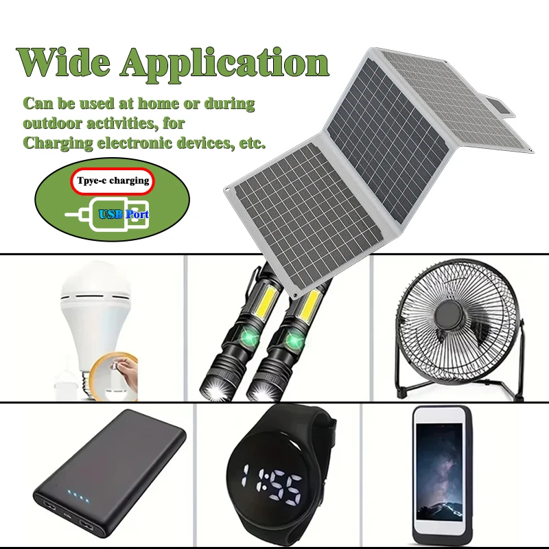 Foldable Solar Panel 1200W  Lightweight & Portable for Outdoor Emergency Power USB Output Compatible with Camping/Fishing/RV