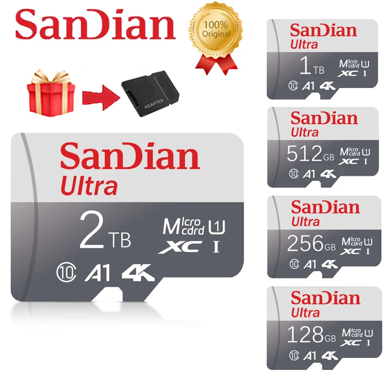 Original SD Memory Card 2TB Memory Cards 512GB 1TB Large Capacity Flash Card High Speed Mini TF Card Class10 For PC/Phone/Camera