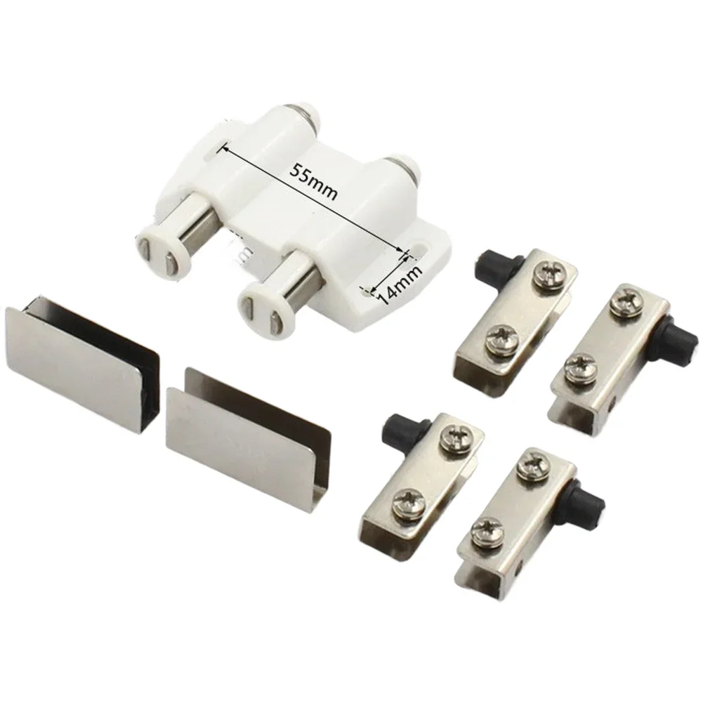 Concealed Touch Latch Magnetic Catch For For Single Glass Door Stable Four Hole Fixing System Silent Press To Open Stainless ABS